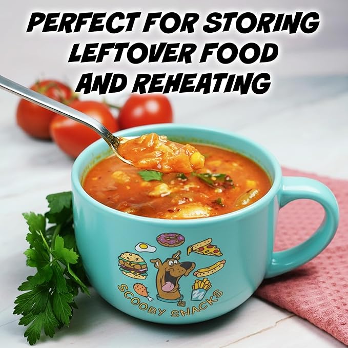Silver Buffalo Scooby Doo Scooby Snacks Ceramic Soup Mug with Vented Plastic Lid, 24 Ounces
