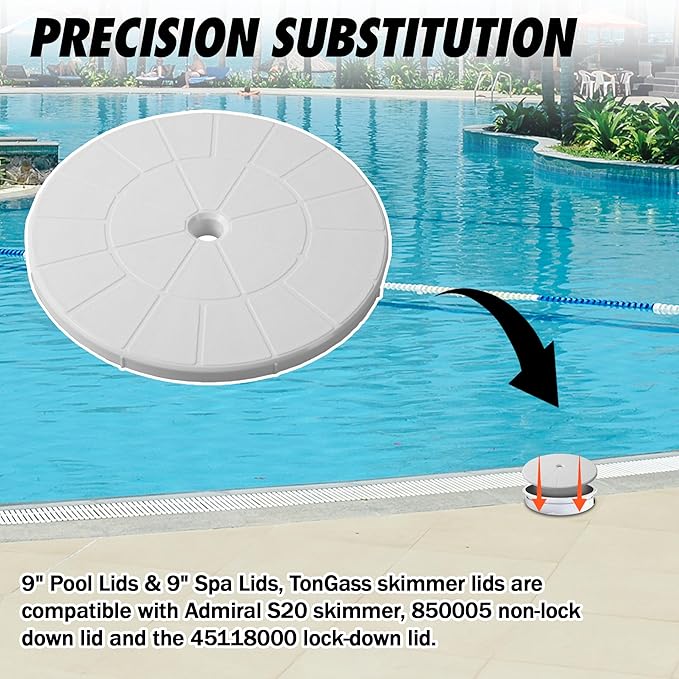 TonGass 9 1/8" Skimmer Valve Lids Perfect Replacement Part for 9" Pool & Spa Lids Highly Durable Pool Skimmer Cover with UV Inhibitors