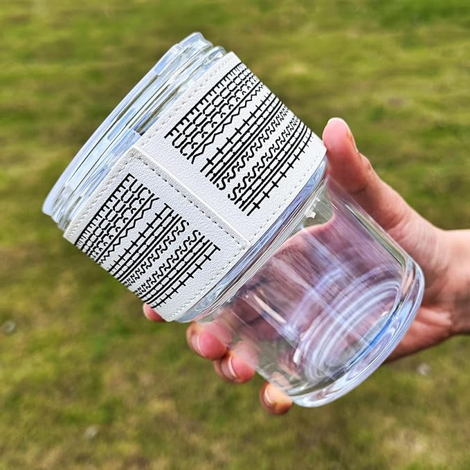 13oz/400ml Glass Water Tumbler with Straw and Lid Sealed Carry on Thick Wall Iced Coffee Cup for Water, Iced Tea, Fruit Juice