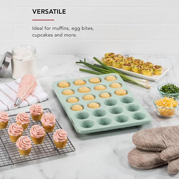 KitchenAid 24-Cup Nonstick Aluminized Steel Mini Muffin Pan, Pistachio
