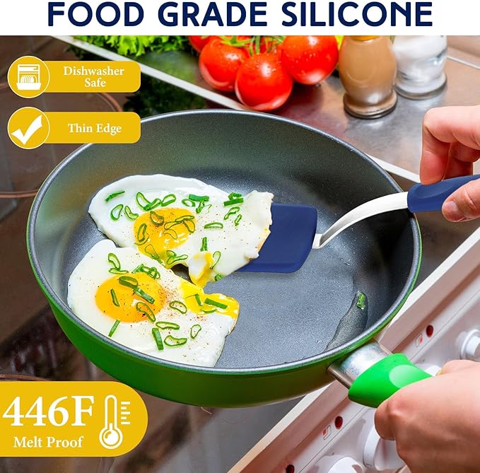 Small Silicone Spatula Flexible Silicone Cookie Spatula Heat Resistant Small Pancake Turner for Kitchen Use Nonstick Cookware No Scratch Cooking Flipper for Egg Pancake