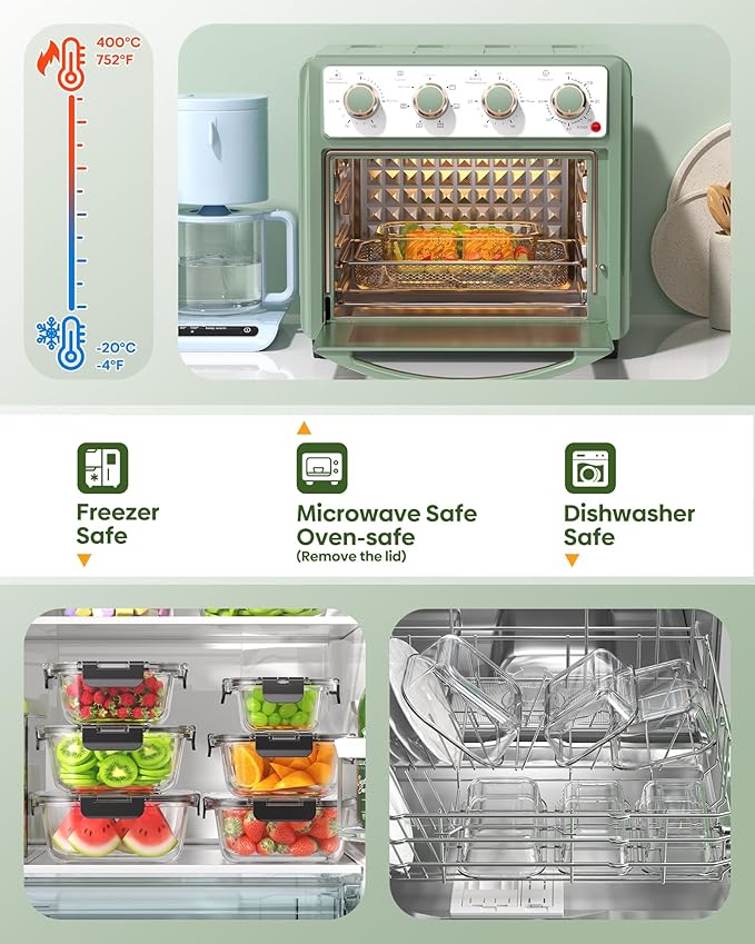 40 PCS Glass Food Storage Containers with Lids(20 Container & 20 Lid), Borosilicate Glass Meal Prep Containers for Kitchen Storage and Organization, BPA-Free, Leak Proof, Reusable