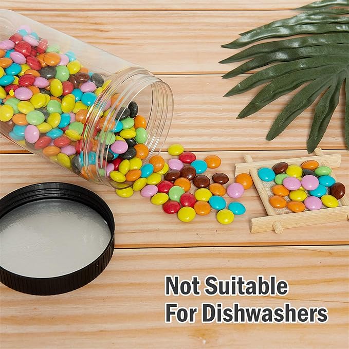 27 Ounce Plastic Jars with Lids, 3 Pack Food Storage Containers Airtight, Clear Containers for Organizing