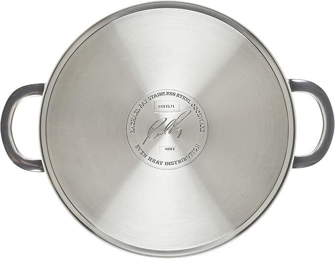 Rachael Ray Professional Stainless Steel Stockpot with Lid, Compatible with All Cooktops, Induction Ready, Dishwasher Safe, 6 Quart Stock Pot - Stainless Steel