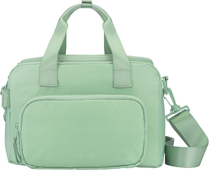 Bentgo Insulated Lunch Bag – Extra-Large Capacity Adult Lunch Bag with Shoulder Strap and External Storage Compartment, Durable, Lightweight, Ideal for Work, School, & Meals On the Go (Clay Green)