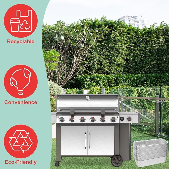 40 Packs 6498 6417 Grease Catcher Pans for Weber Genesis II 400& 600, Aluminum Foil Tray Liners for Weber 28''/36" Gas Griddle, for Weber 400/600 Summit Series Smokefire Ex6 EpX6 Ex4 Gas Grill