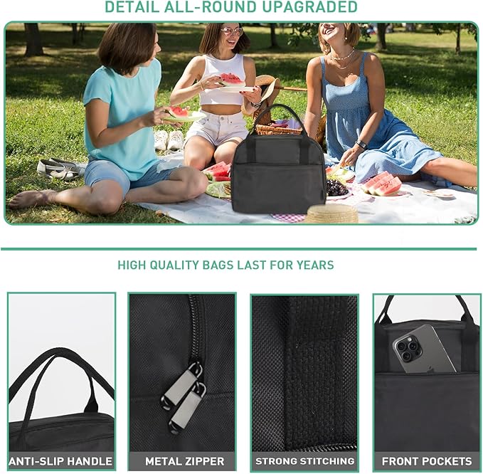 VLM Lunch Bag,Lunch Box for Women Men,Reusable Insulated Lunch Tote,Small Leakproof Cute Lunch Cooler with High Capacity for Work,Picnic,Campin