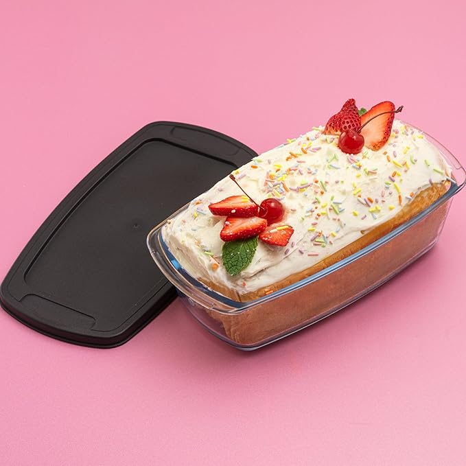 JoyJolt 3pc Loaf Pans for Baking Bread with Lids Baking Set. 1.9 Quart, Large Rectangular Baking Dish With Lid. Oven Pan, Banana Bread Pan, Lasagna Pan Deep with Lid, Bread Saver Container Airtight