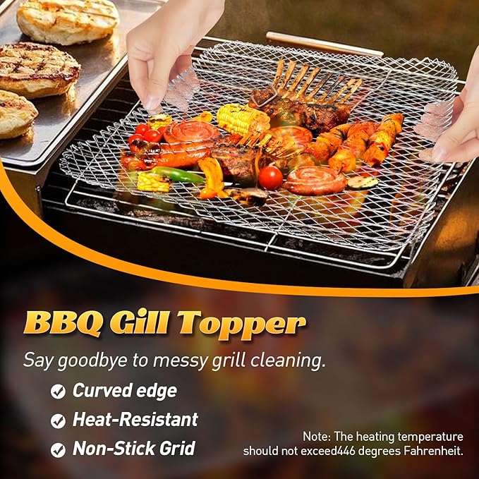 Disposable Grill Topper,16x12 Inch Grill Mesh Mat Disposable Pans,Non-Stick BBQ Aluminum Mats for Outdoor Grills, Easy to Clean (20)