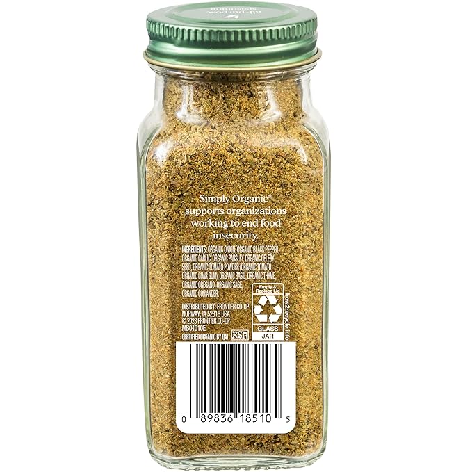 Simply Organic All-Purpose Seasoning Blend, 2.08 Ounce Jar, Great on Chicken, Steak, Beef and More (Pack of 2)