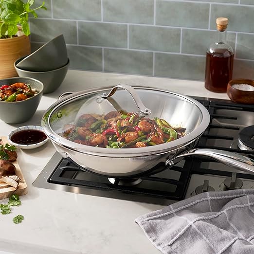 Henckels Aragon 12.5-inch Stainless Steel Wok with Lid