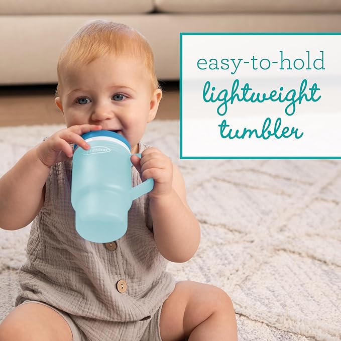 Infantino My 1st Tumbler, Durable Plastic Sippy Cup with Silicone Leak-Resistant Straw & Handle, for On-the-Go, BPA-Free Transition Cup, Moody Blue