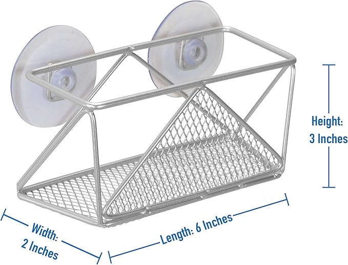 Kitchen Details Geode Suction Cup Sponge Holder | Durable Iron Construction | Suction Cup Stabilizers | Rust Resistant Finish | Kitchen Sink Accessories | Chrome