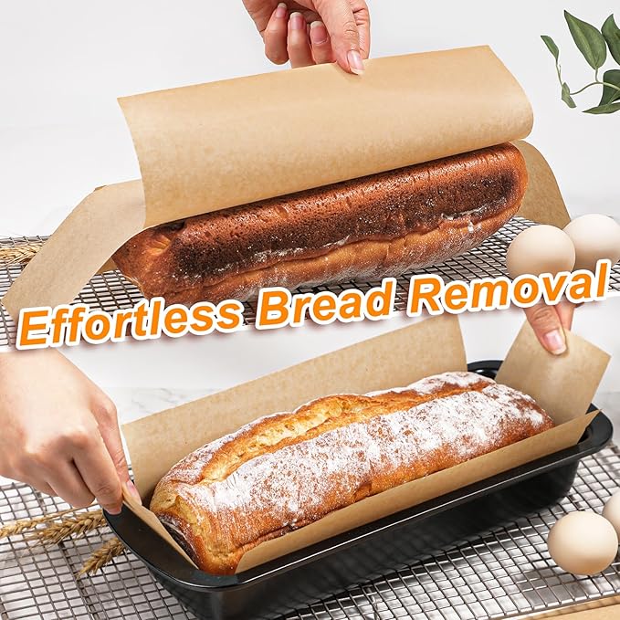 Webake Unbleached Parchment Paper Large Loaf Pan Liners for 13" x 5" Long Baking Bread, Original Precut, Non Toxic 100 Pcs