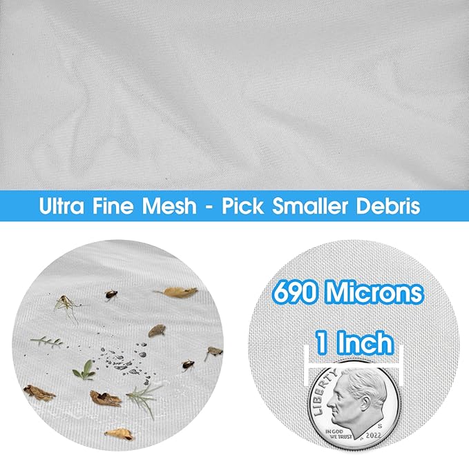 TidyMister Pool Leaf Skimmer Net Ultra Fine Mesh with Aluminum Poles 5 Sections 6 Feet Swimming Pool Cleaning Net Leaf Catcher for Above Ground Pools Inground Pools
