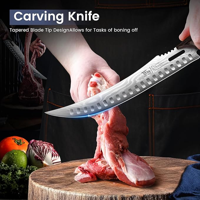 Butcher Knife Set, 3 PCS Kitchen Knives Set for Cutting, Meat Cleaver Chef Knife Set, Japanese Style High Carbon Steel Knives Set, Chopping & Slicing & Boning for Home and BBQ, Ideal Gift