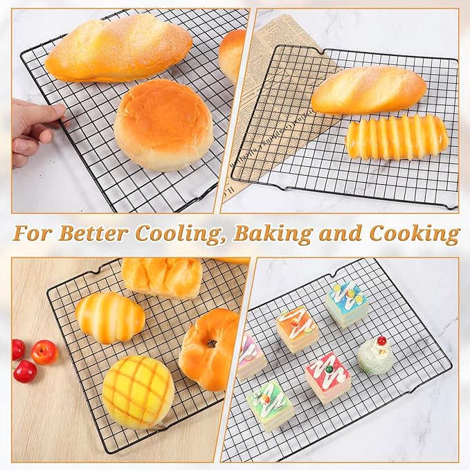 6Pcs 16x10 Inch Cooling Racks, Stainless Steel Baking Rack with Handle, Wire Rack & Cookie Cooling Rack for Roasting, Grilling, Drying Oven and Dishwasher Safe
