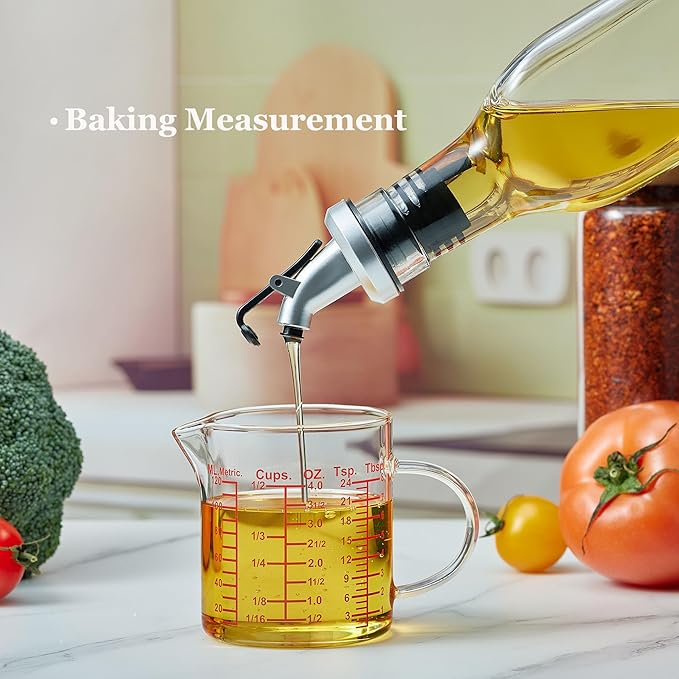 Measure Glass -[Insulated handle | V-Shaped Spout]-Made of High Borosilicate Glass Measuring for Kitchen or Restaurant, Easy to Read, 120 ML (4 Oz)