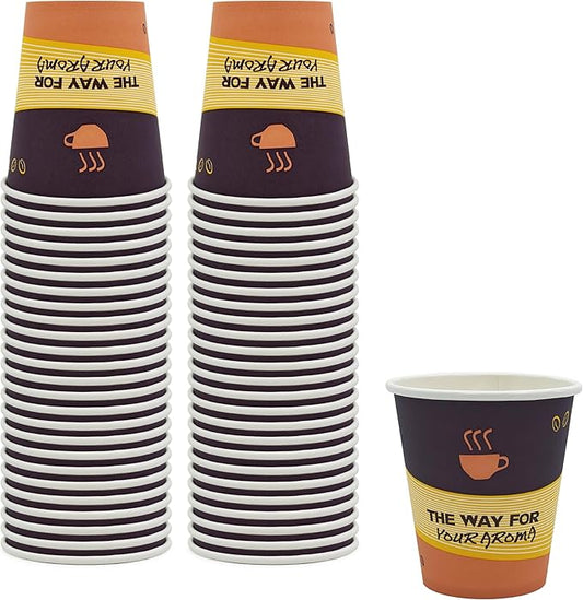 PAMI Disposable Coffee Cups, Single-Use Paper Cups, To-Go Hot Beverage Cups for Espresso Coffee Tea Hot Chocolate, Leak Resistant, Cafe & Home Use (50, 10oz)