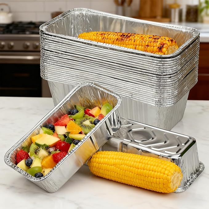 Disposable 2Lb Loaf Pans, 100 Pack Aluminum Bread Pans for Baking - 8.5" x 4.5" x 2.5" Foil Pans Perfect for Banana Bread, Cakes, Meatloaf & Food Serving