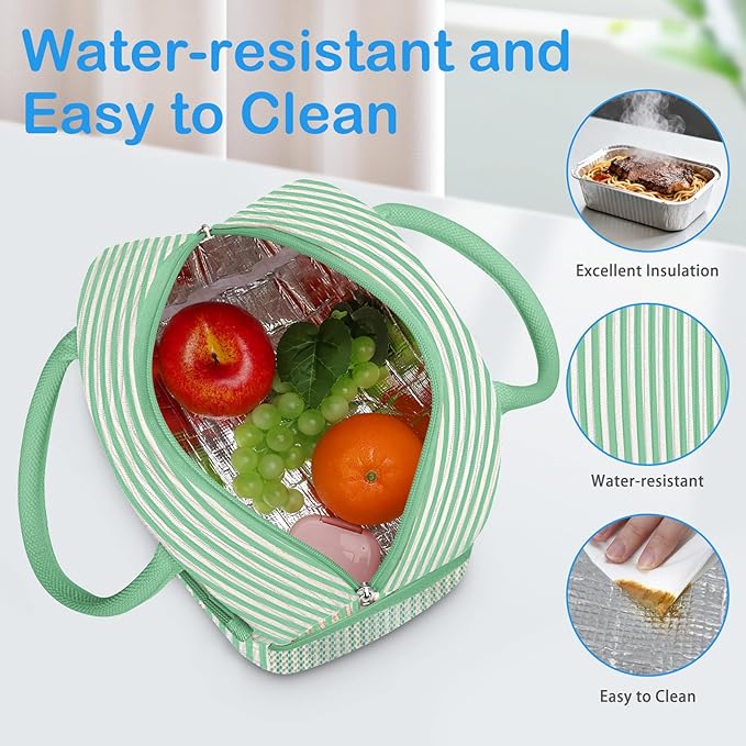 DALINDA Corduroy Lunch Box for Women,Insulated Lunch Bag Cute Cooler Tote Bag,Reusable 11L Large Capacity for Work Camping Picnic