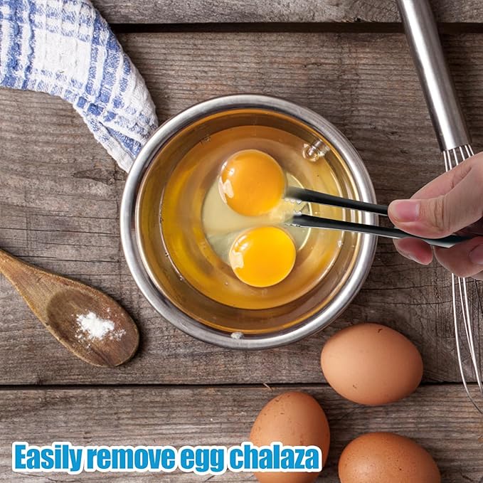 2pcs Egg Chalaza Removal Tool, Stainless Steel Eggshell Fragment Remover Egg Tool Kitchen Tongs Chalaza Remover for Chefs Bakers