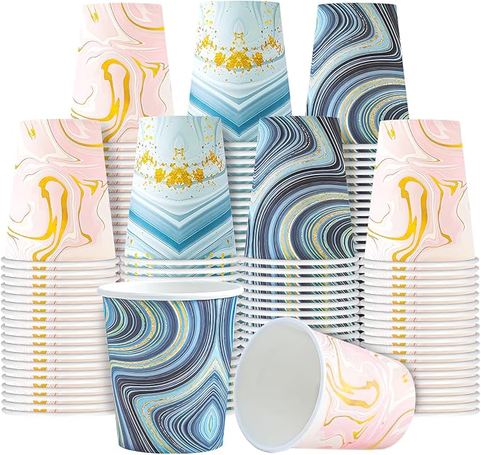 300 Pack 6 oz Paper Cups, Disposable Bathroom Cups, Small Mouthwash Cups, Mini Paper Cups for Bathroom(Mixed Colors), 300pack-Cyan&Blue&Pink
