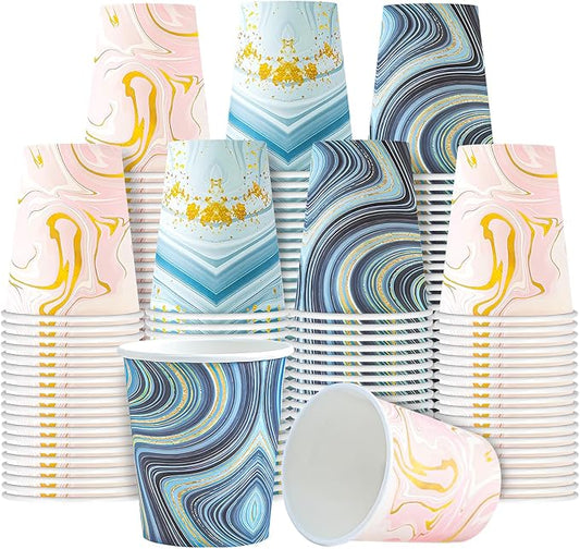 300 Pack 6 oz Paper Cups, Disposable Bathroom Cups, Small Mouthwash Cups, Mini Paper Cups for Bathroom(Mixed Colors), 300pack-Cyan&Blue&Pink