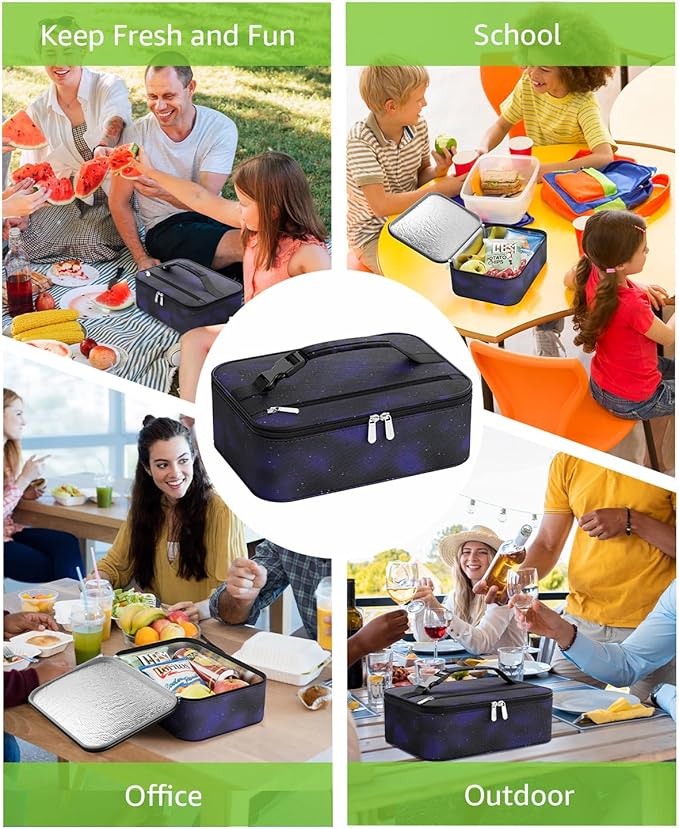 Small Lunch Box Insulated Lunch Bag for Women Men, Bento Kids Lunch Box, Compact Portable Thermal Meal Cooler Bags with Buckle Handle for Work & School, Astral 5L