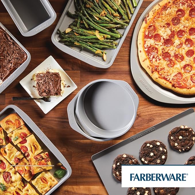 Farberware GoldenBake Nonstick Bakeware Cookie/Baking Sheet Pan Set, 2 Piece, Gray