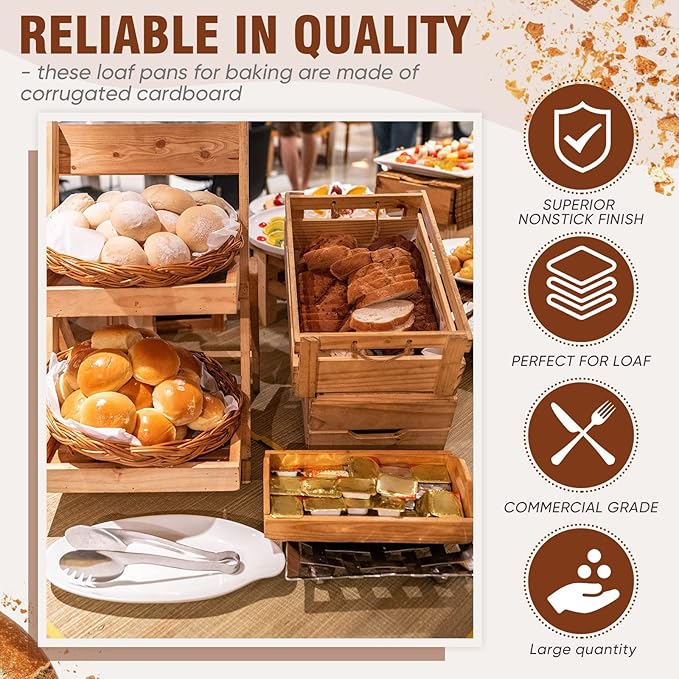Sabary 50 Pcs Paper Baking Loaf Pan with Lids Disposable Paper Pans Mold for Christmas Winter Birthday Cake Bread Bakery Holiday Gifts(5.91 x 2.48 x 1.94 Inches)