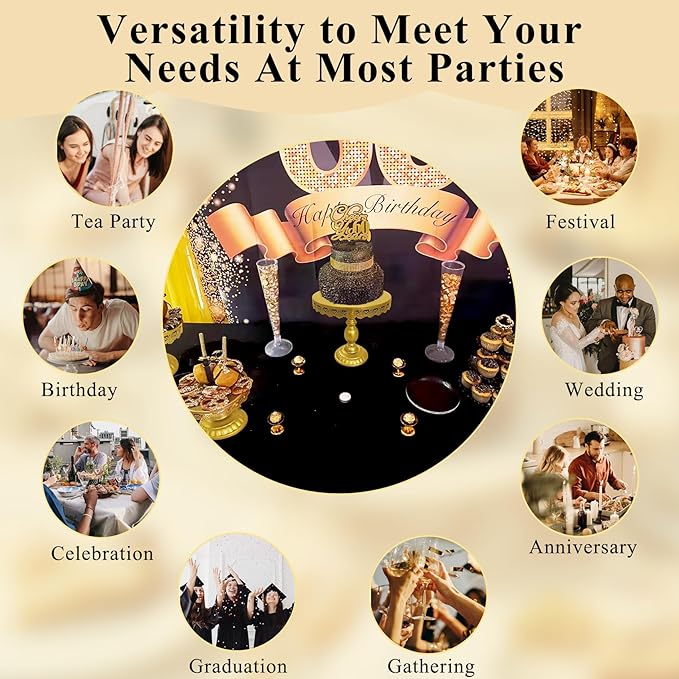 Set of 9 Cake Stands Metal Cupcake Stand Set Multiple Styles Candy Fruit Display Tower Dessert Plate Cake Serving Tray for Birthday Party Wedding Anniversary Baby Shower Engagement (Gold)