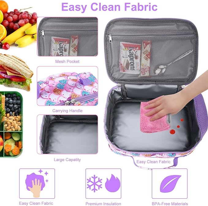 RHCPFOVR Kids Lunch Bag - Insulated Lunch Box for Boys Girls,Washable Lunch Bag and Reusable Toddler Leak-proof Lunchbox for School and Daycare