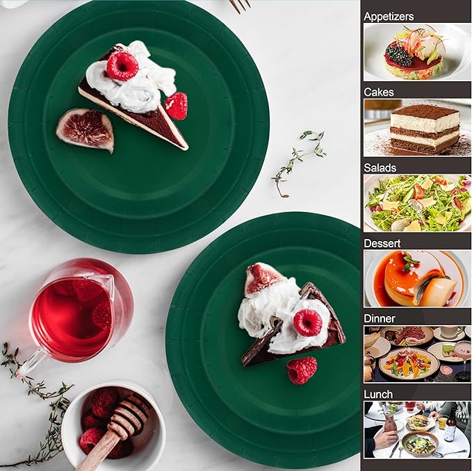 40Pcs Disposable Paper Plates Green,Including 20pcs 9" and 20pcs 7" Plates,Strong and Sturdy Disposable Plates for Party, Dinner, Holiday, Picnic,Birthday Party, Dinner Table, Wedding
