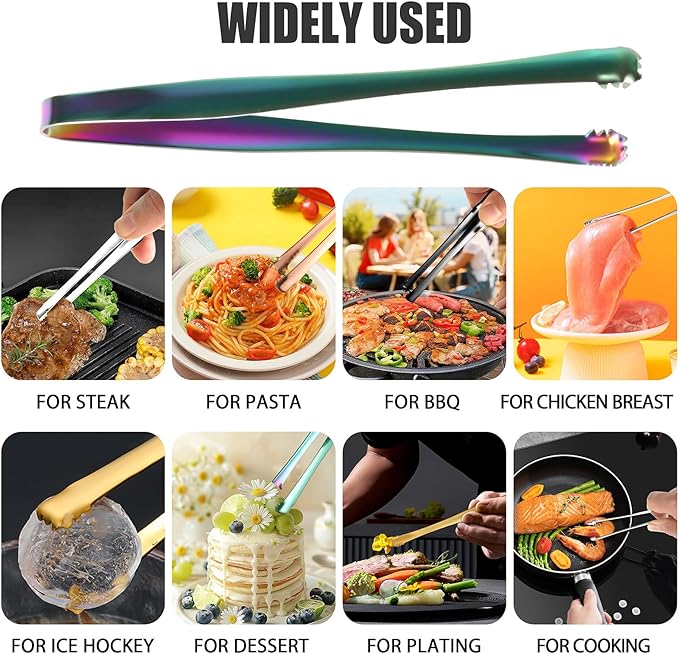 5 Pack Multipurpose Egg Chalaza Removal Tool, Stainless Steel Kitchen Tongs, Serving Tongs for Cooking, Metal Food Tongs with Non-Slip Grip, Ideal for Chefs and Bakers - Eggshell Fragment Gadgets