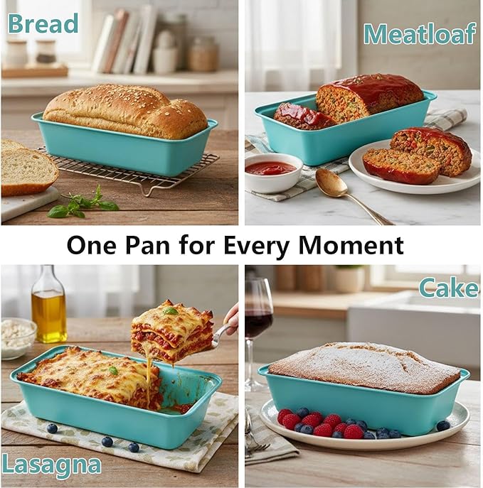 3-Pack 13x5 Nonstick Loaf Pan, 450°F Oven Safe Carbon Steel Bread Pans for Easy Release & Quick Clean, Ideal for Home Bakers Baking Banana Bread, Meatloaf, Cake & Sourdough