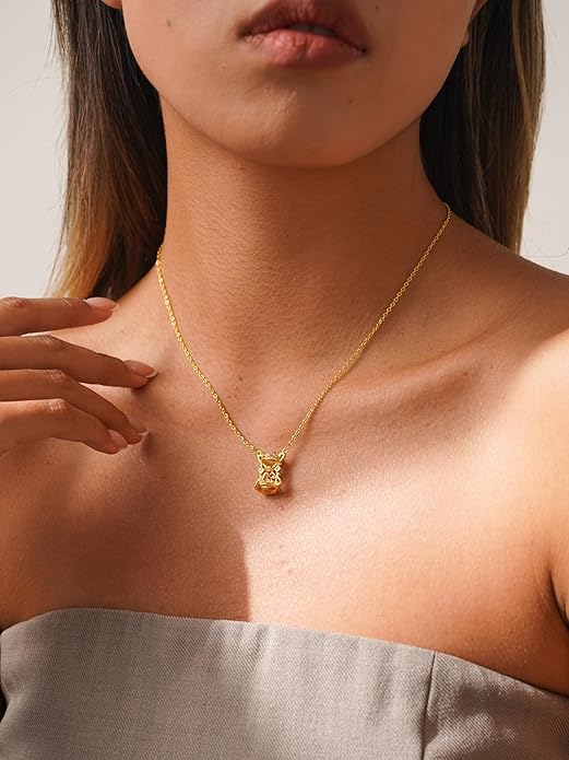 MIFYNN Simple Gold Necklace for Women 14k Gold Plated Time Turner Pendant Necklace Dainty Cute Elegant Hourglass Jewelry Gift