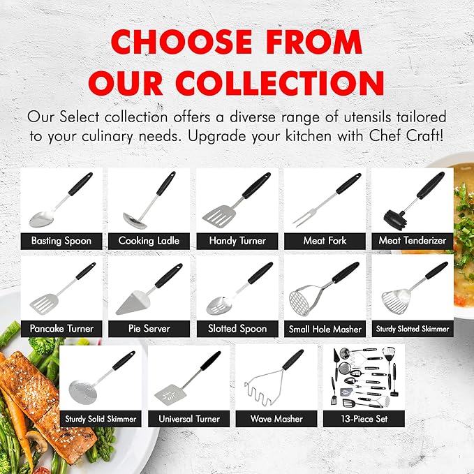 Chef Craft Select Turner/Spatula, 14.5 inch, Stainless Steel