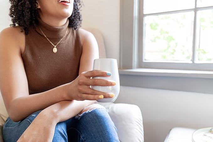 Simple Modern Wine Tumbler with Lid | Cute Stemless Glass Cup with Press-In Lid | Insulated Stainless Steel Coffee Mug | Gifts for Women Men Him Her | Spirit Collection | 12oz | Winter White