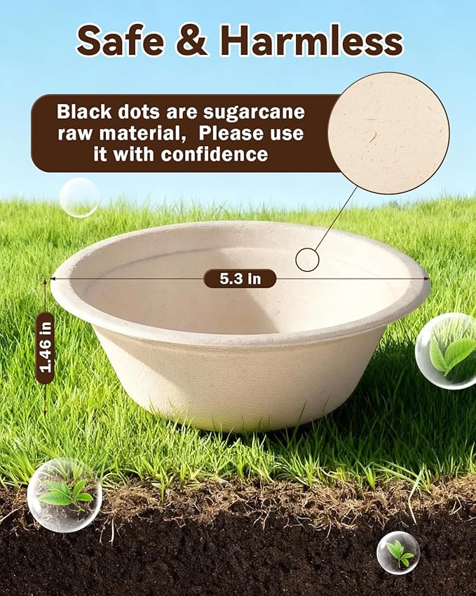 Lzerking 12oz Paper Bowls, 400 Pack - Disposable Compostable Bowls for Parties, Desserts | Microwave & Freezer Safe