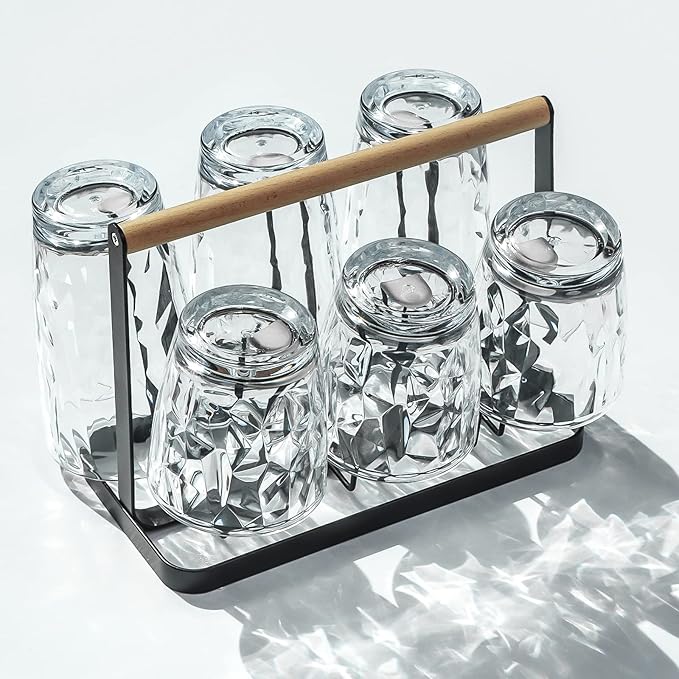 Top-spring Clear Unbreakable Plastic Drinking Glasses Set of 8-10oz and 16oz - Dishwasher Safe - Shatterproof Tumblers - Stackable Reusable BPA-free