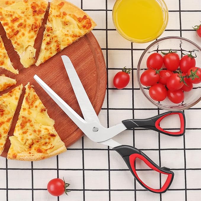 Pizza Scissors, Pizza Cutter, Food-Grade Sharp Stainless Steel Blade，Soft Grip Handle, 27cm, Black/Grey，Kitchen Gadgets Scissors