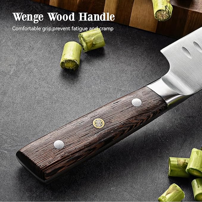 Knife Set，Emojoy 16-Piece Kitchen Knife Set with Block, Knife Block Set with Kitchen Shears and Sharpener, High Carbon German Steel(Natural Wenge)