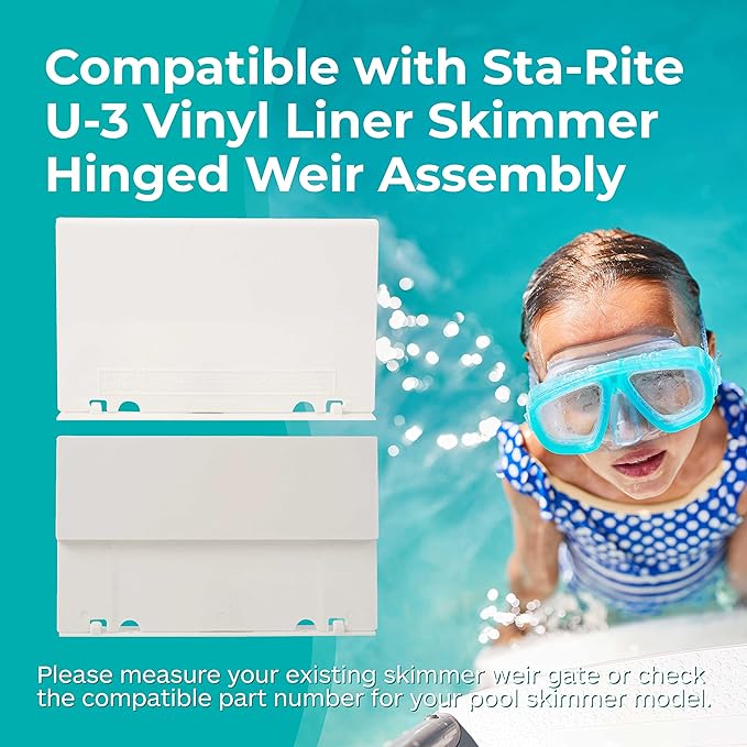 Exact Replacement Part Number 08650-0022 Off-White Weir Gate Assembly - Compatible with Sta-Rite U-3 Vinyl Liner Skimmer Hinged Weir Assembly - 8 1/2 Inches x 5 1/8 Inches