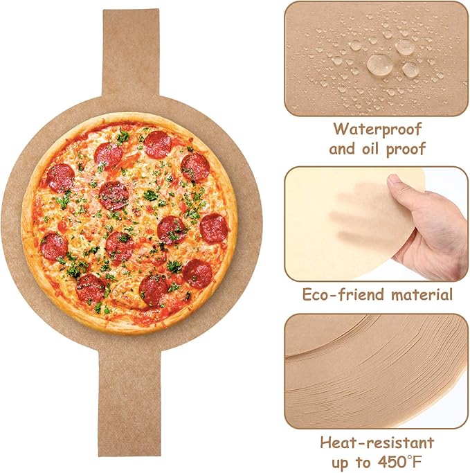120 Pieces Precut Circle Cake Pan Liners Round Parchment Paper Non-stick Parchment Paper with Lift Tabs for Baking (Brown)