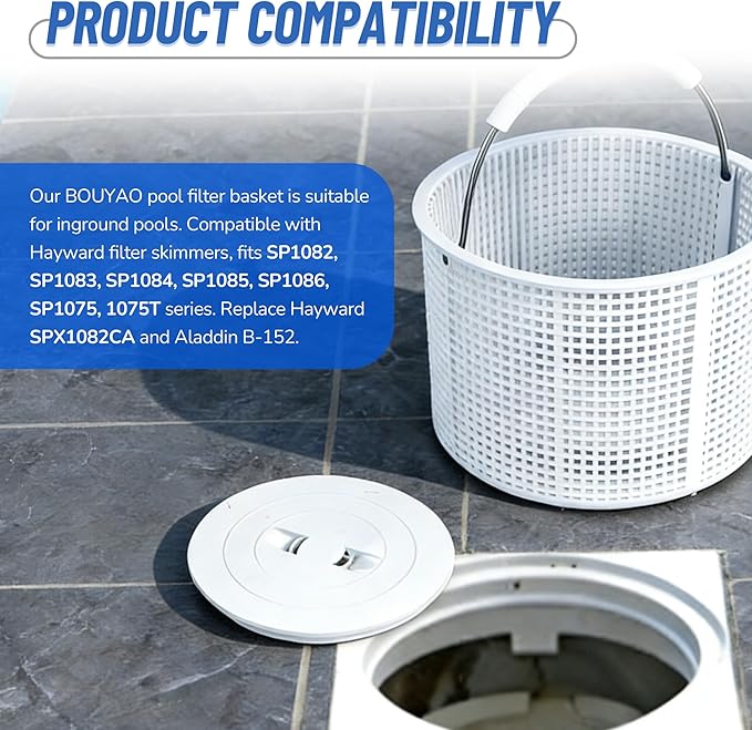 Pool Skimmer Basket Replacement for Hayward SPX1082CA & Aladdin B-152 Skimmers, Skimmer Basket for Inground Pool Replace SP1083 SP1084 1085 1086 SP1075 Baskets - Upgrade Basket with Handle