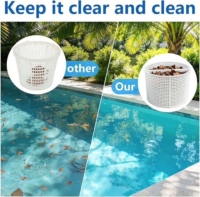 Pool Skimmer Basket Compatible with Hayward Skim Vac In-Ground Pool Skimmers Includes SPX1082CA Pool Skimmer Basket and 85001900 S15 & S20 Skimmer Suction Plate, Pool Accessories (White)