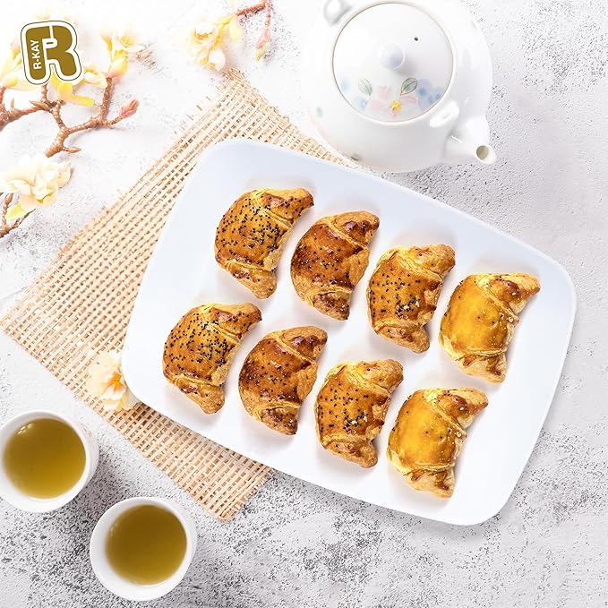 R-kay 6 Pack White Serving Tray - 12.75 x 8.25 Trays for Serving Food - Heavy Duty Platters for Party - Premium