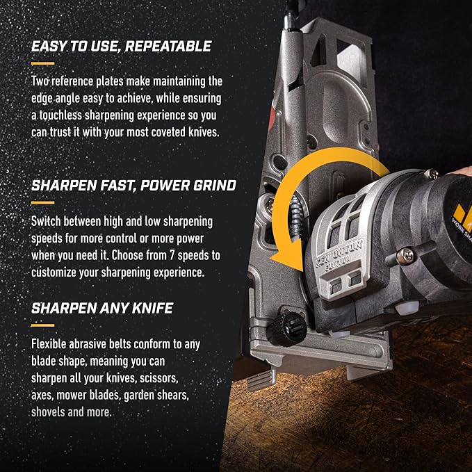 Work Sharp Ken Onion Edition Knife & Tool Sharpener Elite Mk2 - Complete Knife Sharpening System with Blade Grinding Attachment and extra belts