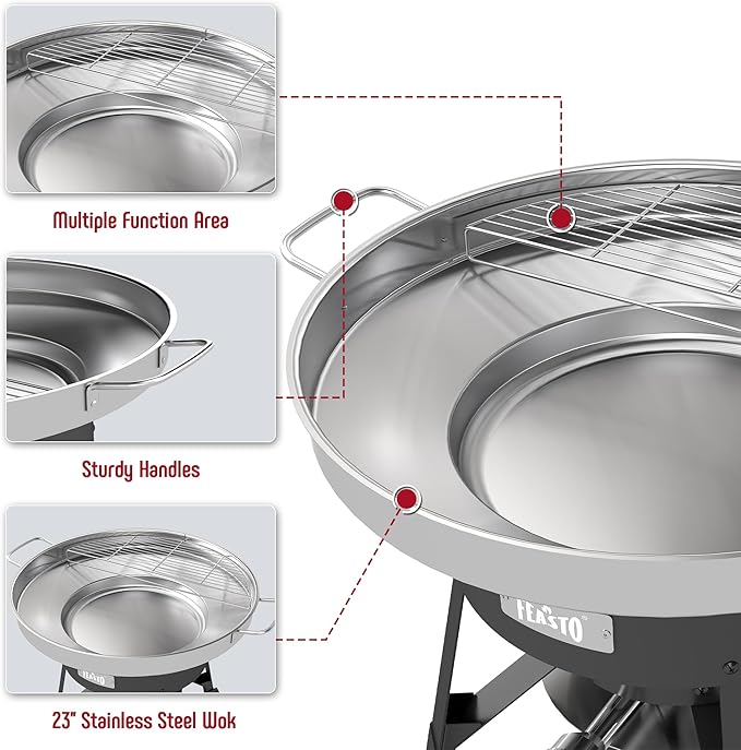 23" Stainless Steel Concave Comal Set, Discada Disc Cooker with 54,000BTU Paella Burner and Adjustable Stand Set, Cazo Para Carnitas Tortillas Stir Fry Wok for Outdoor Cooking, CSA Certified